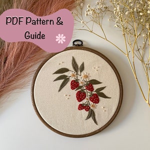 Strawberry Dream PDF, PDF instant download, Digital file, PDF embroidery pattern, Floral embroidery, Botanical embroidery, wall decor