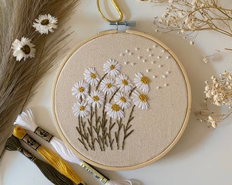 Fresh as a Daisy Embroidery Hoop, Floral embroidery hoop, Daisy pattern, Wall Art, Interior Design, Daisy embroidery pattern, New home gifts
