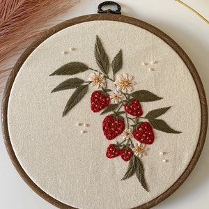 Strawberry Dream PDF, PDF instant download, Digital file, PDF embroidery pattern, Floral embroidery, Botanical embroidery, wall decor image 2