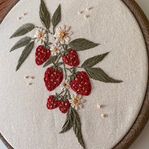 Strawberry Dream PDF, PDF instant download, Digital file, PDF embroidery pattern, Floral embroidery, Botanical embroidery, wall decor image 5