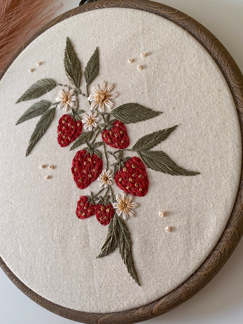 Strawberry Dream PDF, PDF instant download, Digital file, PDF embroidery pattern, Floral embroidery, Botanical embroidery, wall decor image 5