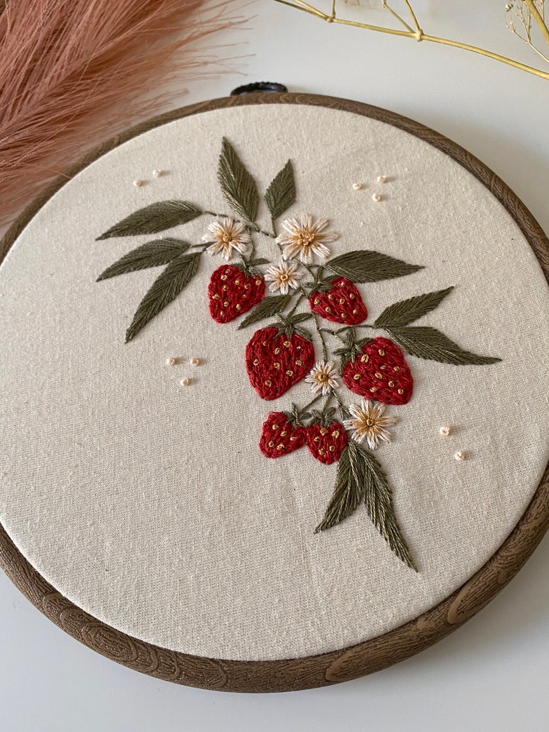 Strawberry Dream PDF, PDF instant download, Digital file, PDF embroidery pattern, Floral embroidery, Botanical embroidery, wall decor image 7