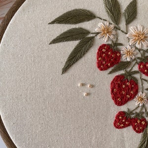 Strawberry Dream PDF, PDF instant download, Digital file, PDF embroidery pattern, Floral embroidery, Botanical embroidery, wall decor image 6