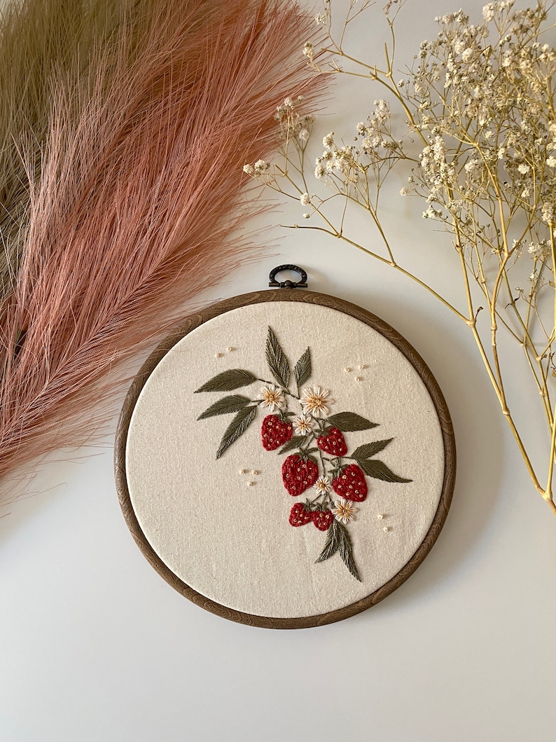 Strawberry Dream PDF, PDF instant download, Digital file, PDF embroidery pattern, Floral embroidery, Botanical embroidery, wall decor image 8