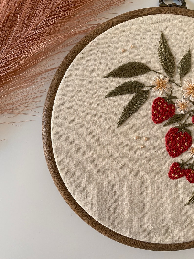 Strawberry Dream PDF, PDF instant download, Digital file, PDF embroidery pattern, Floral embroidery, Botanical embroidery, wall decor image 3