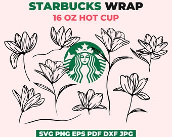 Starbucks Full Wrap svg Botanical Line Drawing SVG Starbucks svg Bloom Where You Are SVG Botanical Florals SVG