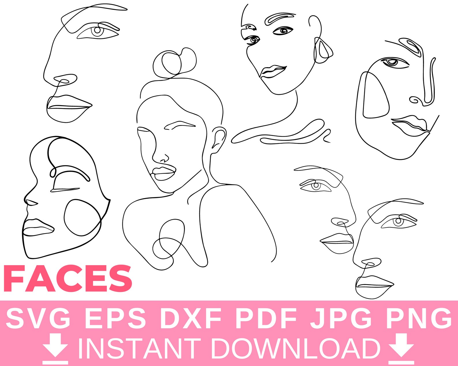 Abstract face SVG Line Art SVG Line Face Cut file Woman Etsy