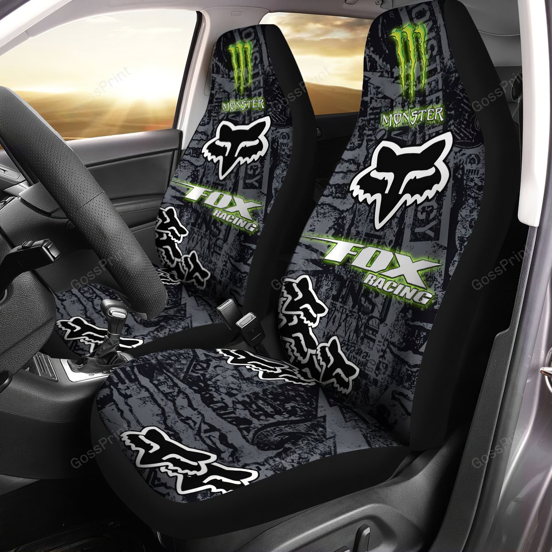 Set of 2 Fox racing Custom Car Seat Covers Car Seat Covers Etsy