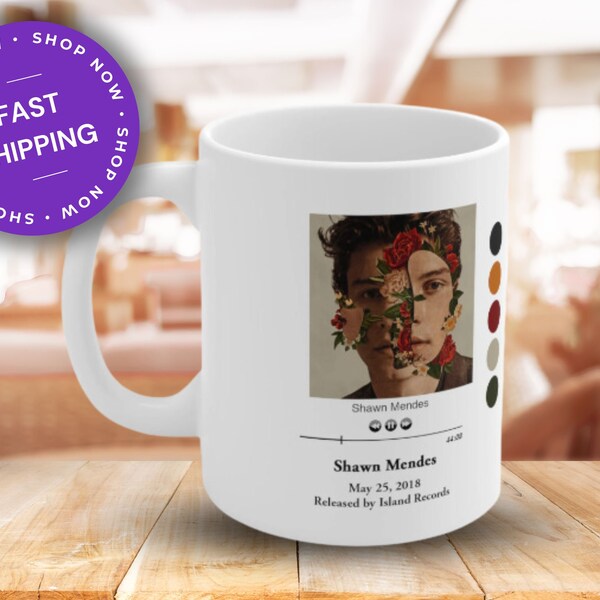 Shawn Mendes Inspired Mug | Shawn Mendes Self Titled Mug | Shawn Mendes Music Mug |  Shawn Mendes Hot Chocolate -Coffee Mug | Tracklist Mug