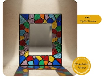 Stained Glass Photo Frame Pattern, Mirror Pattern (Digital Download, JPG Files)