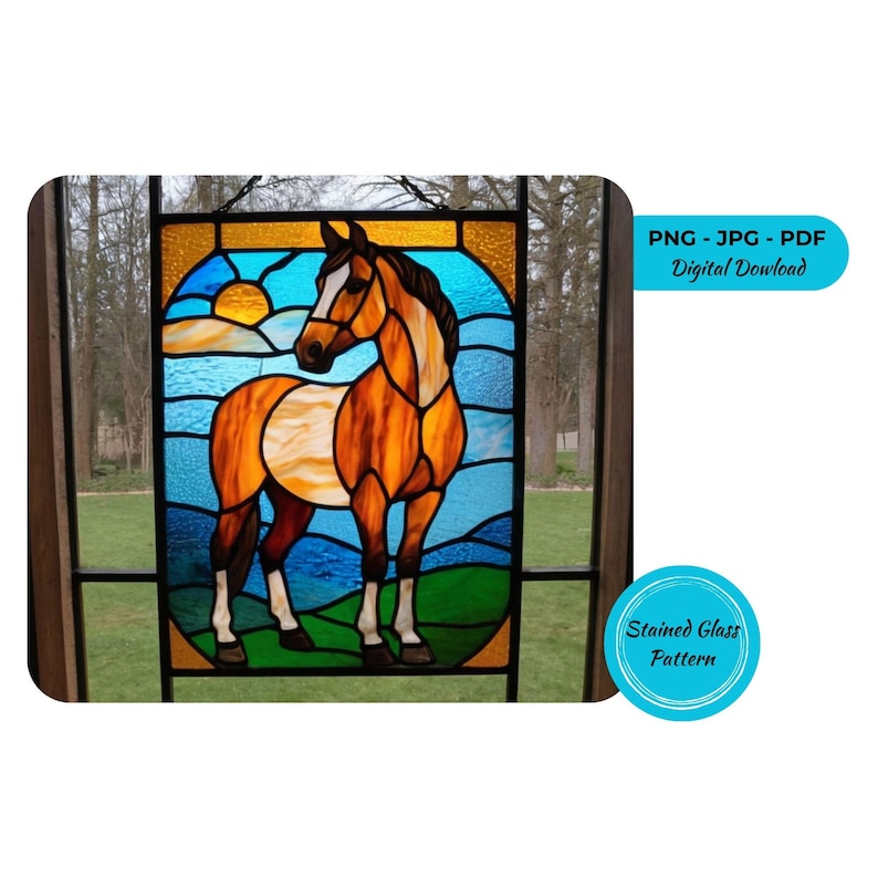 Horse Stained Glass Pattern: Window Decor DIY Suncatcher (Digital Download) image 1