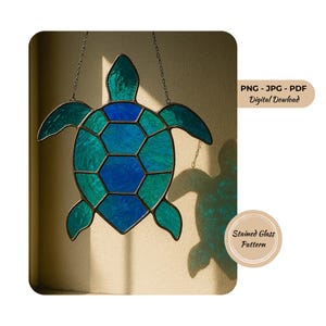 Sea Turtle Stained Glass Pattern: DIY Suncatcher Template (Digital Download)