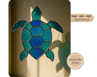 Sea Turtle Stained Glass Pattern: DIY Suncatcher Template (Digital Download)