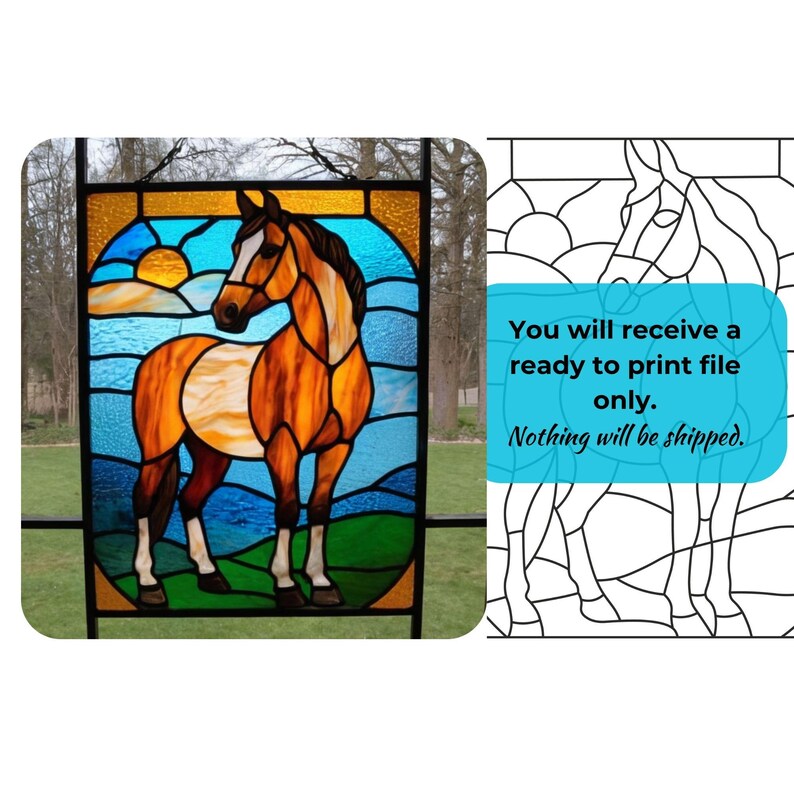 Horse Stained Glass Pattern: Window Decor DIY Suncatcher (Digital Download) image 3