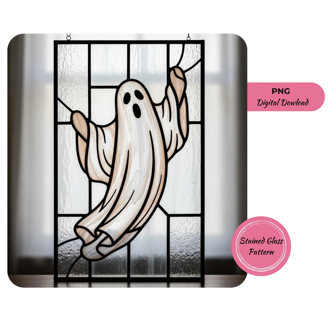 Copy Monster Pattern Glass Stained Glass Ghost Pattern: Halloween Suncatcher PNG (digital Download ...