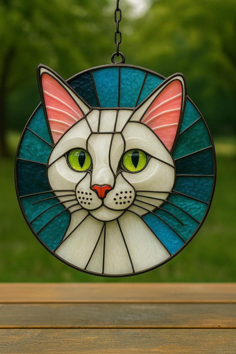 Cat Stained Glass Pattern: DIY Window Decor (digital Download, PDF ...
