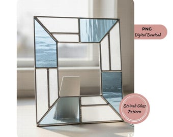 Stained Glass Photo Frame Pattern, Mirror Pattern (Digital Download, JPG Files)