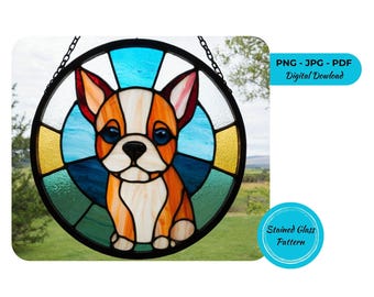 Gebrandschilderd glaspatroon hond Suncatcher (digitale download)