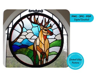 Deer Stained Glass Pattern: DIY Suncatcher Window Decor (Digital Download)