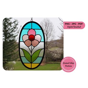 Flower Suncatcher Stained Glass Pattern: DIY Window Decor (Digital Download)