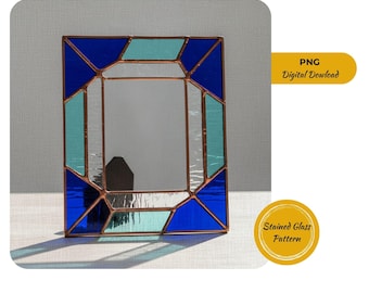 Stained Glass Photo Frame Pattern, Mirror Pattern (Digital Download, JPG Files)