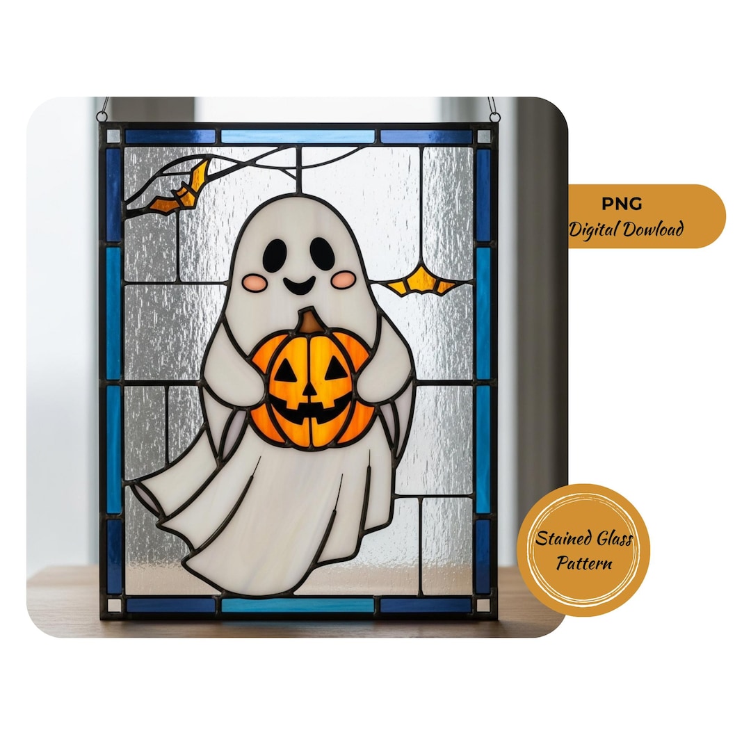 Copy Monster Pattern Glass Stained Glass Ghost Pattern: Halloween Suncatcher, DIY Window Art ...