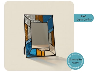 Stained Glass Photo Frame Pattern, Mirror Pattern (Digital Download, JPG Files)