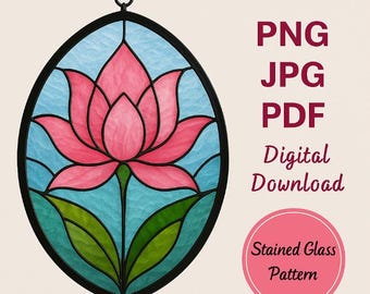 Lotus Flower Stained Glass Pattern: DIY Suncatcher (Digital Download)