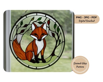 Fox Suncatcher Stained Glass Pattern: DIY Window Decor (Digital Download)