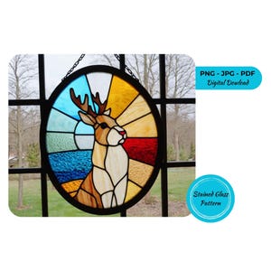 Deer Stained Glass Pattern: Christmas Suncatcher DIY (Digital Download)
