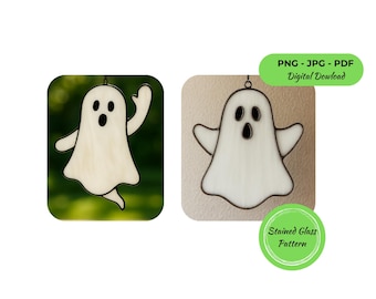 Stained Glass Ghost Pattern: Halloween Suncatcher (PNG JPG PDF Digital Download
