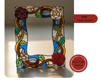 Stained Glass Photo Frame Pattern, Mirror Pattern (Digital Download,  JPG Files)