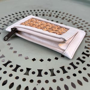 Business Card Holder - Handmade Solid Metal Desk Accessory  Handcrafted Ratan And Metal Business Card Holder display picture 1