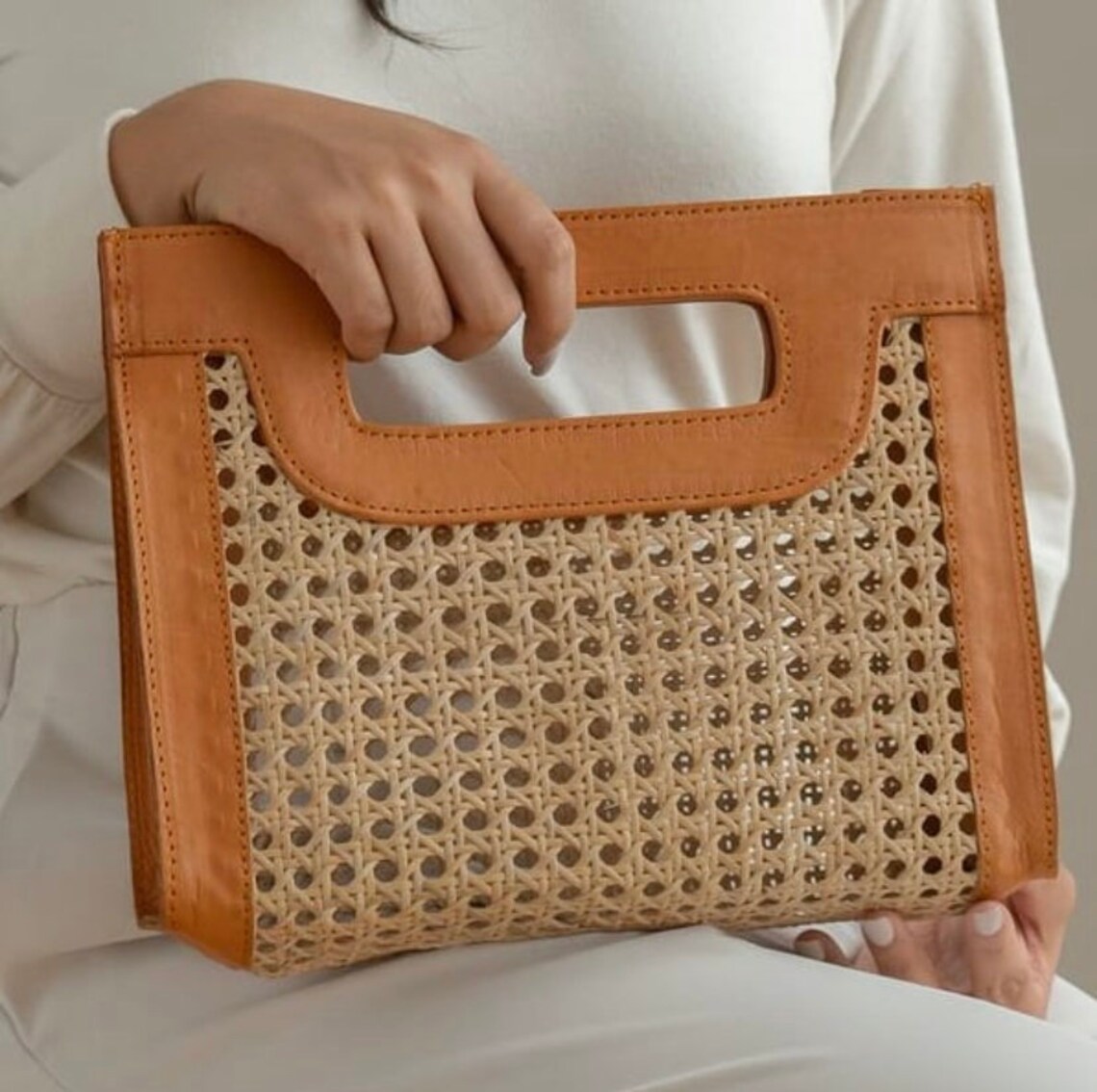 Rattan Clutch bing Handbag Summer Bag Gift for Her Etsy