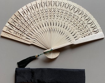 Personalized Sandalwood Handfan, Engraved Bali Fan With Tassel, Wedding Gifts Merchandise