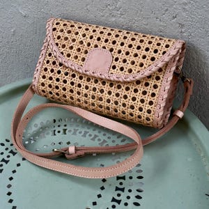Petit sac à main pour femme en cuir rotin, sac d'été, cadeau pour elle
