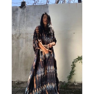 Hand Tie Dyed Long Kaftan Maxi Boho Dress