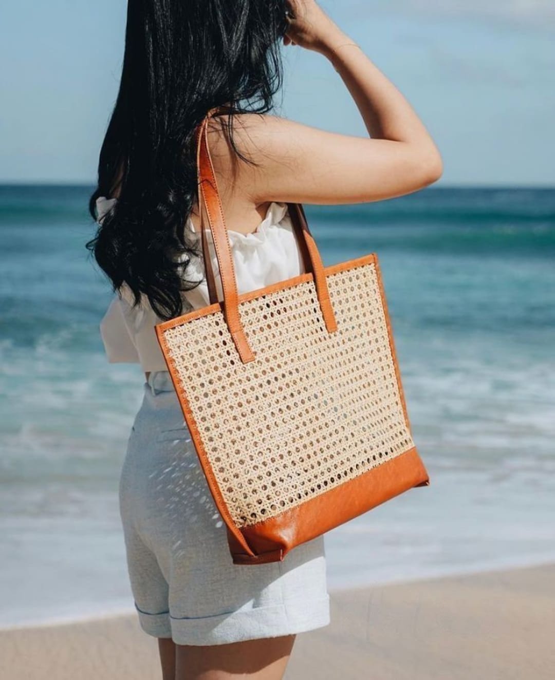 Rattan Tote Bag Bali Summer Bag Etsy