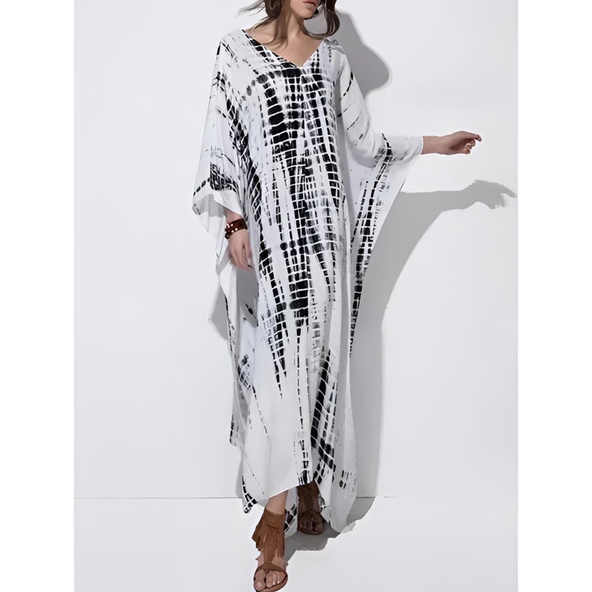 Robe Longue Tie-dye Rose/gris/blanc - Taille 52-54, Coton - Occasion Parfait état