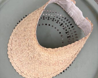 Handwoven White Straw Sun Visor: Women Summer Beach Hat