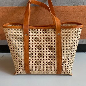 Bali Rattan Leather Tote Bag - Etsy