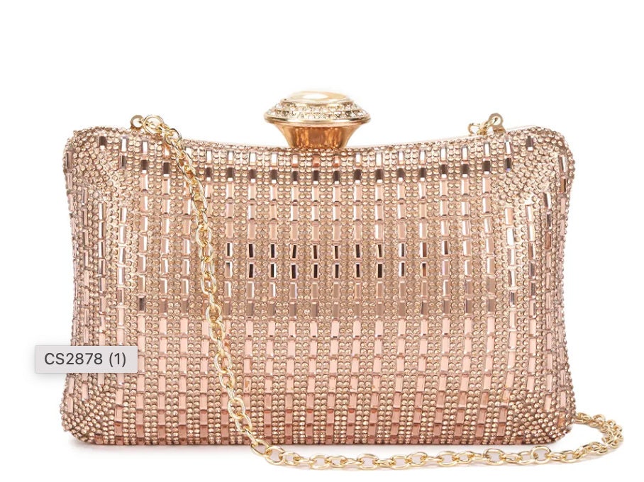 WOMENS Beaded Clutch Rhinestone Gold 01 | Clutch bag wedding, Wedding purse,  Wedding handbag