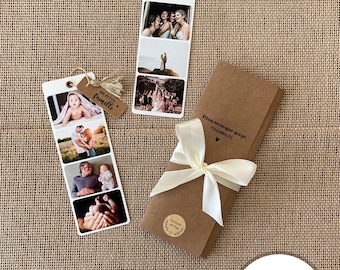 Personalisiertes Lesezeichen – Geschenkidee (Muttertag, Großmuttertag, Vatertag, Opa, Geburtstage, Weihnachten) – Fotos, kleine Notiz, Pompon