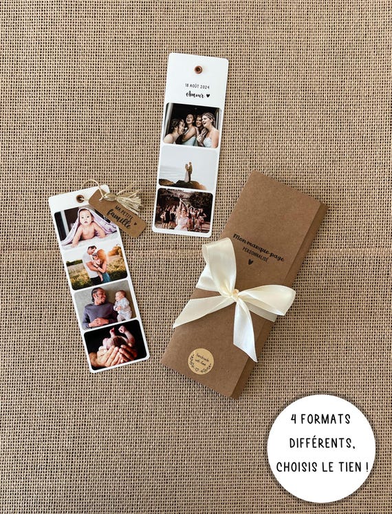 Marque-Page Personnalisé - Idée cadeau (fête des mères, fête des grands-mères, fête pères papi anniversaires noël)-Photos, petit mot, pompon