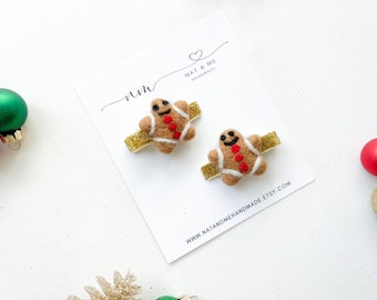 Gingerbread man hair clip, gingerbread man headband, Christmas hair clip, Christmas baby headband, girl hair clip, holiday gift photo shoot