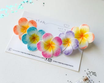 Plumeria Trio Hair Clips, 3 Clip Set, Tropical Plumeria Hair Clip Set, Plumeria Headband, Plumeria Hair Accessories,Tropical Flower Headband