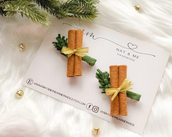 Cinnamon stick hair clip, Christmas hair clip, Holiday hair clip, Christmas hair accessories, girls hair clip, Christmas gift