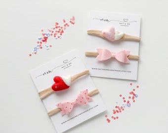 Valentines baby hair bow, Valentines hair bow, baby headband, newborn headband, girls hair clip, baby shower gift, little girl gift