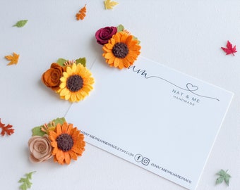 Fall flower hair clip, sunflower hair clip, girl hair clip, Fall baby hair clip/headband, Fall photo shoot, Autumn hair clip, Fall flower
