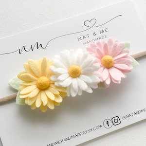 Daisy headband, Spring headband, Easter headband, newborn headband, first Easter headband, baby toddler girl headband, felt daisy